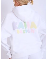Public Desire - Kaiia Design Bubble Logo Oversized Hoodie Off White & Rainbow - Lyst