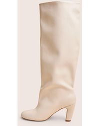 Public Desire - Fifth Ave Off White Pu Slouchy Mid Heel Boots - Lyst
