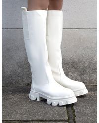 white wide calf thigh high boots