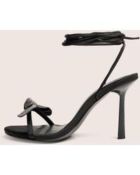 Public Desire - Rose Black Embellished Bow Tie Wrap Around Heels - Lyst