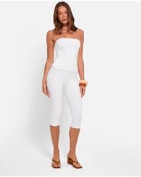 Public Desire - High Waist Luxe Slinky Capri Pants White - Lyst