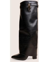 Public Desire - Reese Black Fold Over Pu Knee High Boots - Lyst