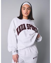 Public Desire - Kaiia Sport Slogan Oversized Sweatshirt Light Grey Marl - Lyst