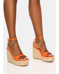 Public Desire - Naya Orange Seashells Anklet Jute Espadrilles Wedge - Lyst