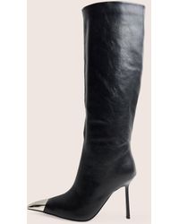 Public Desire - Radiate Black Toe Cap Detail Knee High Boot - Lyst