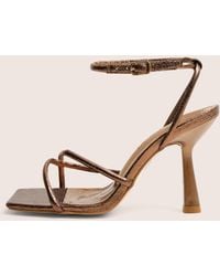 Public Desire - Bree Bronze Pu Barely There Square Toe Mid Stiletto Heels - Lyst