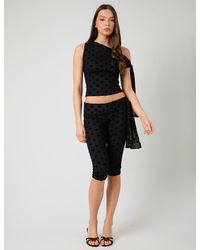 Public Desire - Knot Detail Tie Side Polka Dot Devore Capri Pants Black - Lyst