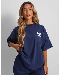 Public Desire - Kaiia Design Bubble Logo Oversized T-shirt Navy - Lyst