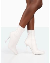 Public Desire - Pippa White Sock High Heeled Ankle Boots - Lyst