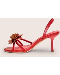 Public Desire - Red Hot Red Pu 3d Flower Sling Back Mid Heels - Lyst