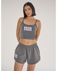 Public Desire - Kaiia Studio Bubble Logo Cami Vest Top Dark Grey & Lilac - Lyst