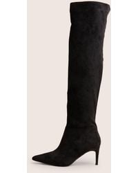 Public Desire - Ellen Black Suedette Pointed Toe Over The Knee Boots - Lyst