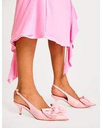 Public Desire - Iris Pink Satin Bow Detail Court Mid Heels - Lyst