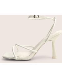 Public Desire - Bree White Patent Barely There Square Toe Mid Stiletto Heels - Lyst
