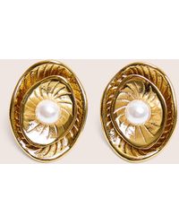 Public Desire - Double Layered Gold And Pearl Earrings - Lyst
