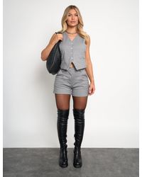 Public Desire - Soft Tailored High Waisted Shorts Co Ord Grey - Lyst