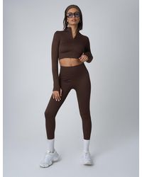 Public Desire - Ribbed High Waisted Bum Lift Leggings Chocolate - Lyst