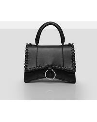 Public Desire The Roxi Black Plaited Edge Mini Handbag Womens Bags Top-handle bags 