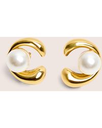 Public Desire - Gold Plated Pearl Abstract Shape Earrings - Lyst