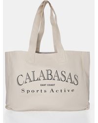 Public Desire - The Calabasas Oversized Off White Canvas Tote Bag - Lyst