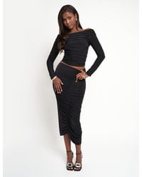 Public Desire - Ruched Maxi Skirt Co Ord Black - Lyst