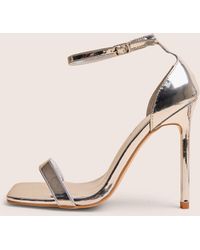 Public Desire - Chaos Silver Square Toe Strappy Barely There Stiletto Heel - Lyst
