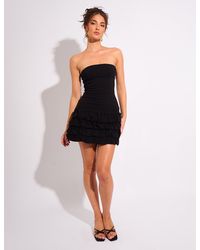 Public Desire - Tiered Ruffle Hem Bandeau Mini Dress Black - Lyst