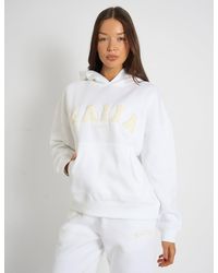 Public Desire - Kaiia Borg Slogan Oversized Hoodie Cream - Lyst