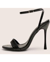 Public Desire - Soho Black Croc Barely There Strappy Stiletto Heels - Lyst