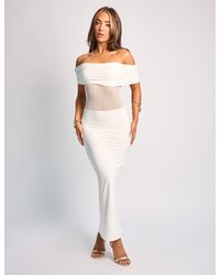 Public Desire - Off Shoulder Mesh Insert Maxi Dress White - Lyst