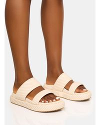 Public Desire - Cierra Cream Double Strap Patterned Platform Sandal - Lyst