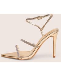 Public Desire - Seductive Gold Mirror Pu Diamante Strap Pointed Toe Stiletto High Heels - Lyst