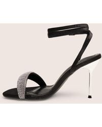 Public Desire - Kirsty Black Diamante Toe Detail High Heels - Lyst