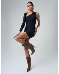 Public Desire - Slinky One Shoulder Mini Dress Black - Lyst