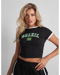 Public Desire - Kaiia Brazil Baby Tee Black - Lyst