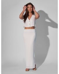 Public Desire - Kaiia Textured Column Side Split Maxi Skirt Co-ord White - Lyst
