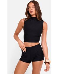 Public Desire - High Waist Luxe Slinky Mini Hot Pants Black - Lyst