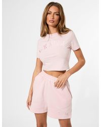 Public Desire - Kaiia Logo Baby Tee Pink Chai - Lyst