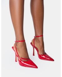 Public Desire - Idol Red Patent Buckle Strappy Detail Stiletto Court High Heels - Lyst