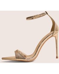 Public Desire - Kelisa Gold Cracked Pu Pointed Toe Barely There Stiletto High Heels - Lyst