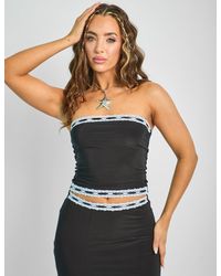 Public Desire - Lace Trim Bandeau Top Co-ord Black - Lyst