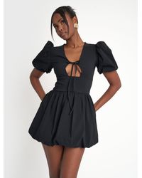 Public Desire - Cut Out Puff Sleeve Bubble Hem Mini Dress Black - Lyst