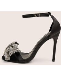 Public Desire - Vermillion Black Bow Detail Round Toe Stiletto Heels - Lyst