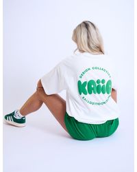Public Desire - Kaiia Design Bubble Logo Oversized T-shirt Off White & Green - Lyst