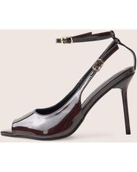 Public Desire - Chiara Chocolate Patent Ankle Strap Peep Toe Heels - Lyst