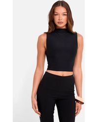 Public Desire - High Neck Luxe Slinky Crop Top Black - Lyst