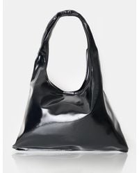 Public Desire - The Shadow Black Patent Slouchy Hobo Tote Bag - Lyst