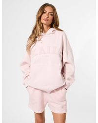 Public Desire - Kaiia Studio Borg Slogan Oversized Hoodie Pink Chai - Lyst