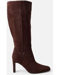 Public Desire - Pose Chocolate Zip Up Knee High Slim Block Heeled Boots - Lyst