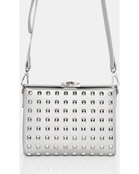 Public Desire The Trackstar Metallic Silver Studded Mirror Zip